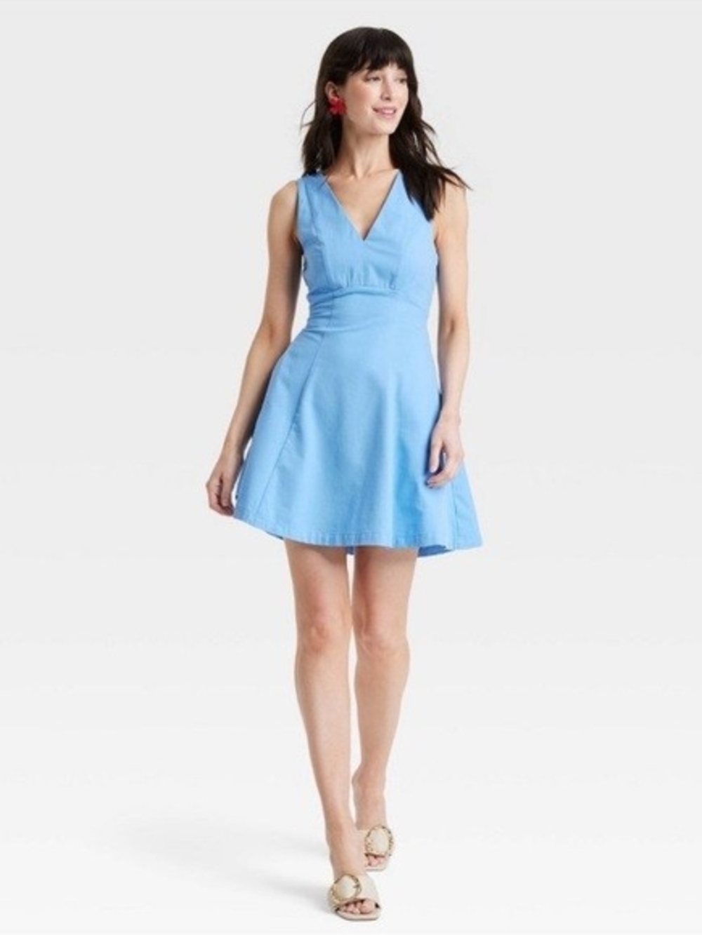 a new day Powder Blue V-Neck Sleeveless Mini Dress